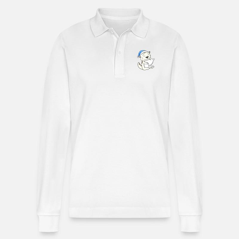 Katze Katzenrasse Devon Rex - Stanley/Stella Unisex Bio-Langarm-Poloshirt Prepster - Weiß