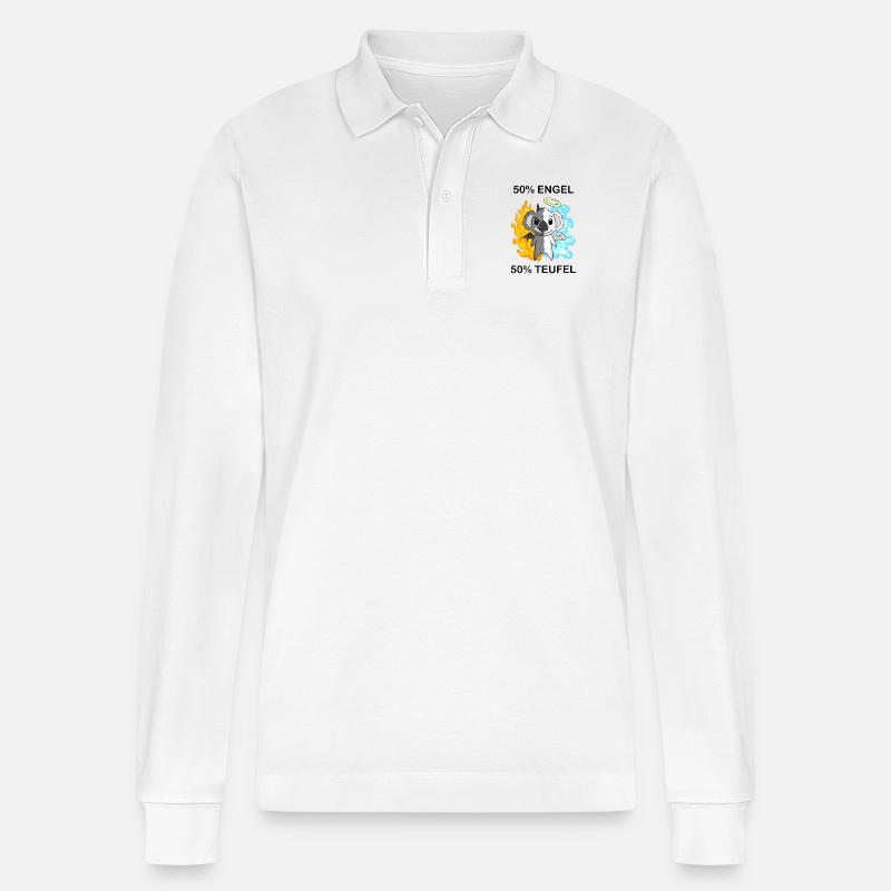 Koala - Engel und Teufel - Stanley/Stella Unisex Bio-Langarm-Poloshirt Prepster - Weiß