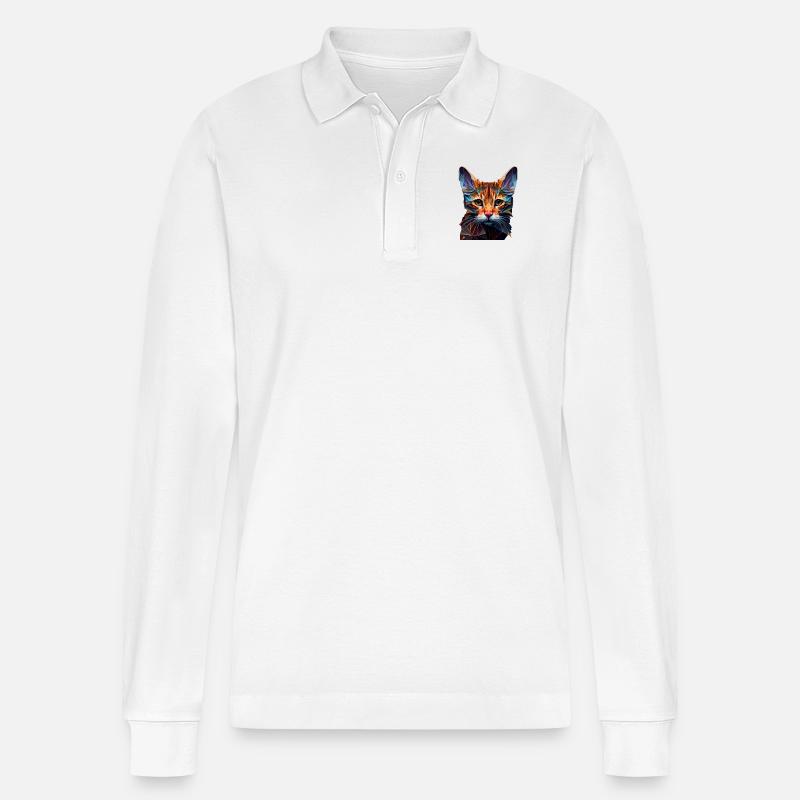 Katze Katzen Kätzchen Polygon Katze - Stanley/Stella Unisex Bio-Langarm-Poloshirt Prepster - Weiß
