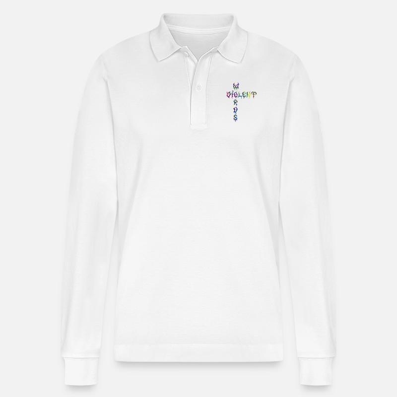 Violent Words - Stanley/Stella Unisex Bio-Langarm-Poloshirt Prepster - Weiß