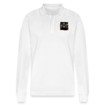 Wolves realistic wolf - Stanley/Stella Organic Unisex Long-Sleeved Polo Shirt Prepster - white - Front - Anna (173cm) & Nico (186cm)