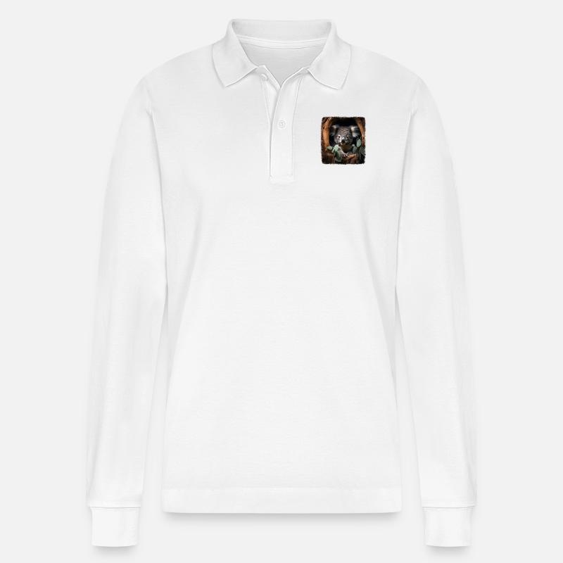 Koalas realistic Koala - Stanley/Stella Unisex Bio-Langarm-Poloshirt Prepster - Weiß