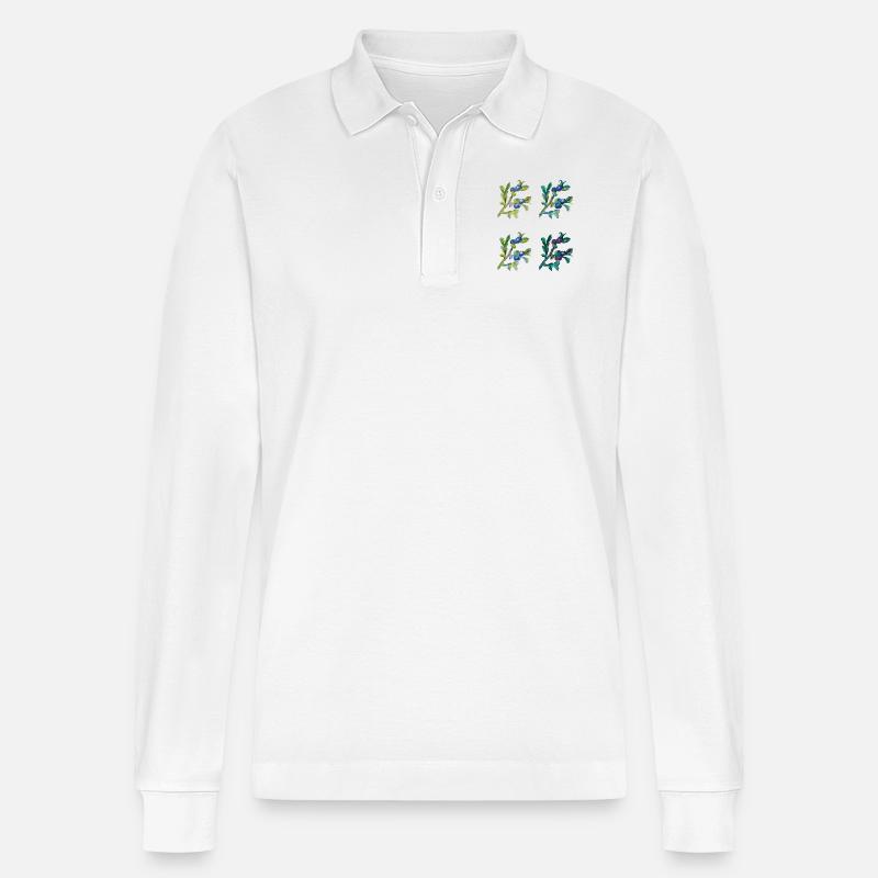 heidelbeere - Stanley/Stella Unisex Bio-Langarm-Poloshirt Prepster - Weiß