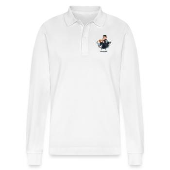 Rieser Grantler // Illustration - Stanley/Stella Unisex Bio-Langarm-Poloshirt Prepster - Weiß - Vorne - Anna (173cm) & Nico (186cm)