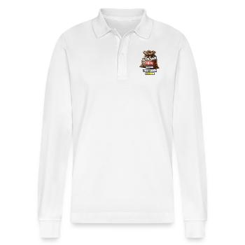 Old sack but still crisp! Joke for everyone - Stanley/Stella Organic Unisex Long-Sleeved Polo Shirt Prepster - white - Front - Anna (173cm) & Nico (186cm)