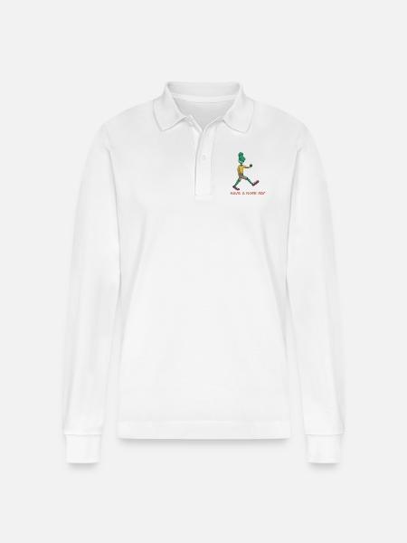 HAVE A NOSE DAY - Stanley/Stella Organic Unisex Long-Sleeved Polo Shirt Prepster - white