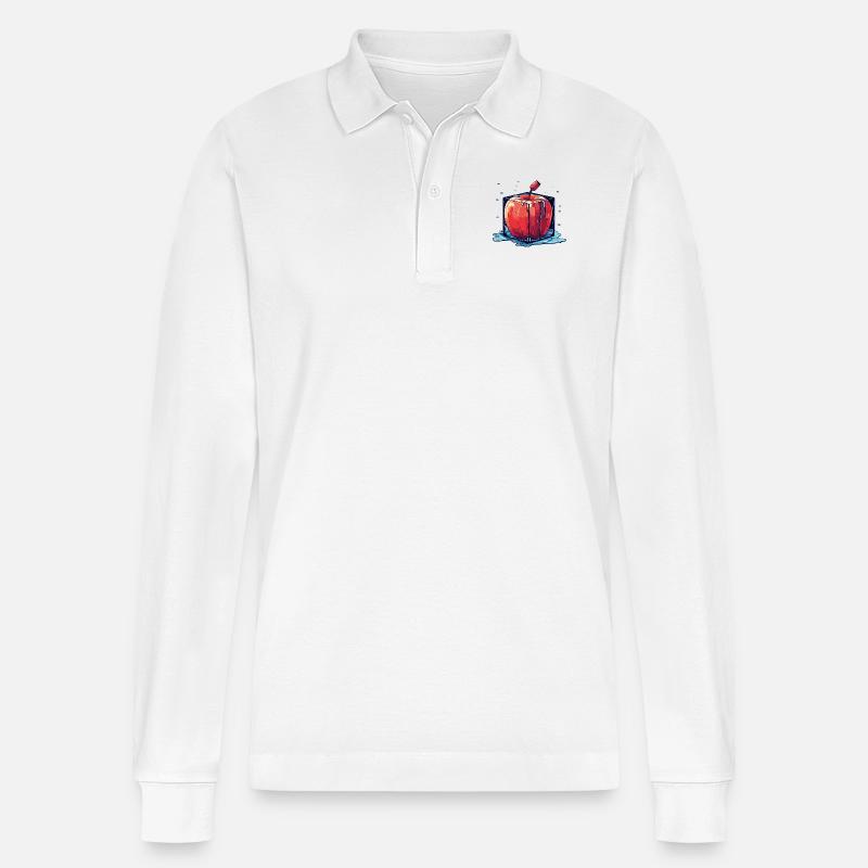 Würfel Apfel Cube Apple - Stanley/Stella Unisex Bio-Langarm-Poloshirt Prepster - Weiß