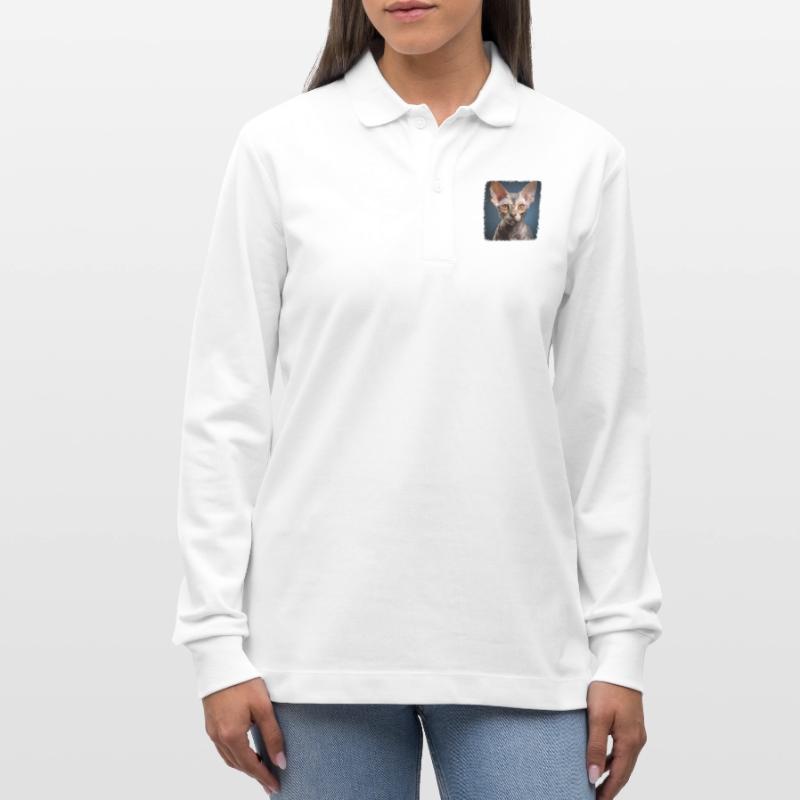 Devon Rex Kätzchen Devon Rex Katze Stanley/Stella Unisex Bio-Langarm-Poloshirt Prepster