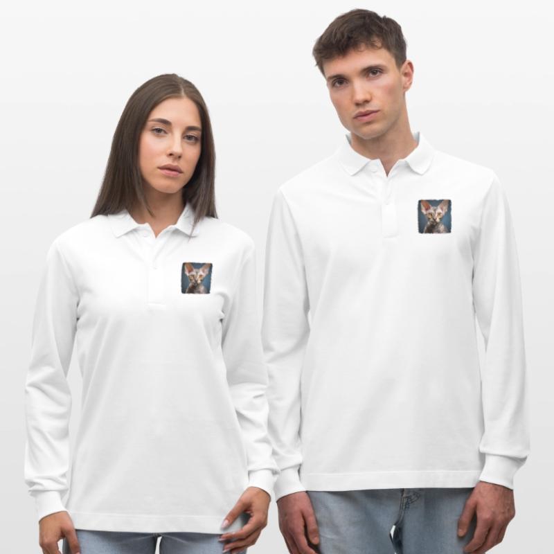 Devon Rex Kätzchen Devon Rex Katze Stanley/Stella Unisex Bio-Langarm-Poloshirt Prepster