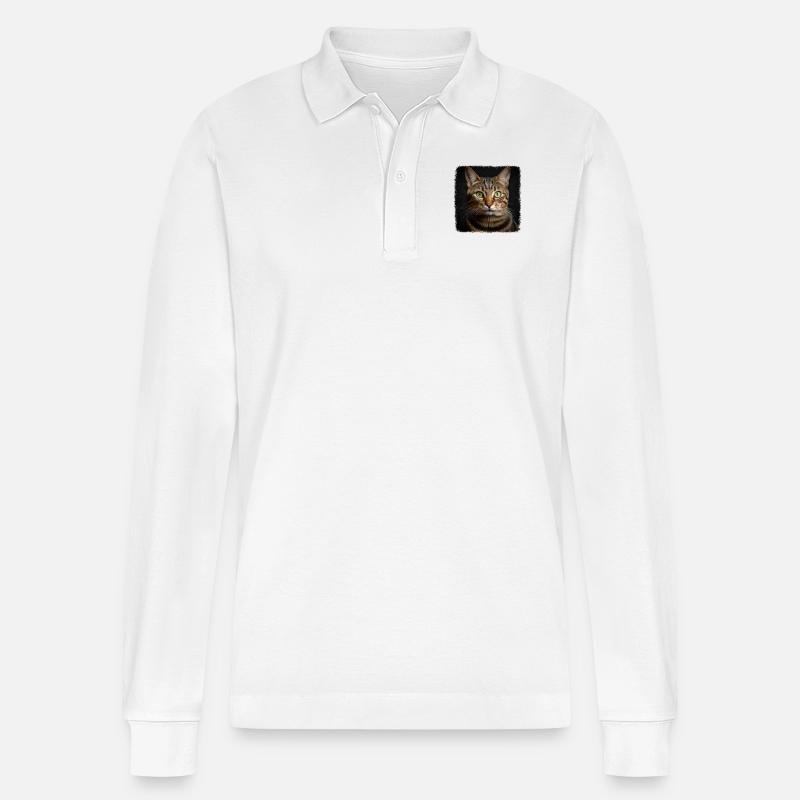 Tabby Kätzchen Tabby Katze - Stanley/Stella Unisex Bio-Langarm-Poloshirt Prepster - Weiß