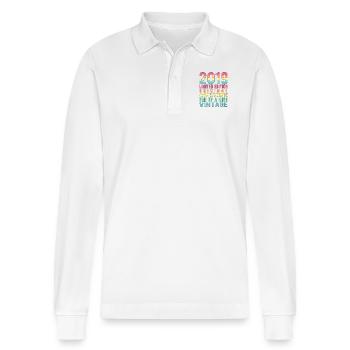 Edition limitée depuis 2019 Anniversaire Millésime 2019 - Polo à manches longues bio PREPSTER Stanley/Stella Unisexe - blanc - Devant - Anna (173cm) & Nico (186cm)