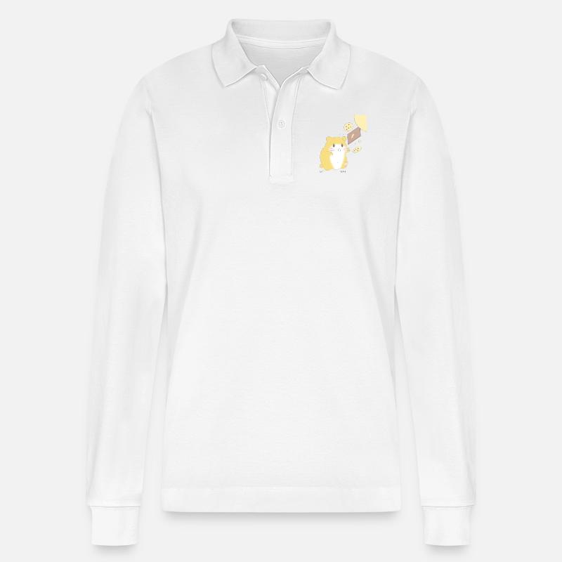Backen Hamster Korea - Stanley/Stella Unisex Bio-Langarm-Poloshirt Prepster - Weiß