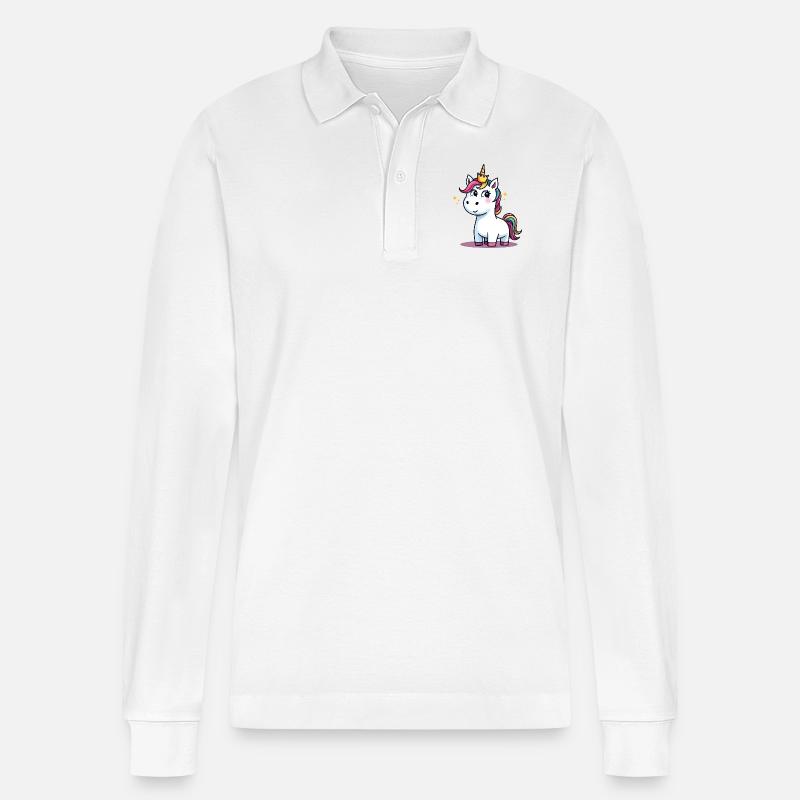 Einhorn Traumlandschaft Glitzerkrone - Stanley/Stella Unisex Bio-Langarm-Poloshirt Prepster - Weiß