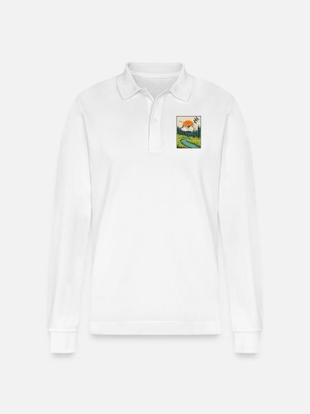 Landscape nature forest - Stanley/Stella Organic Unisex Long-Sleeved Polo Shirt Prepster - white
