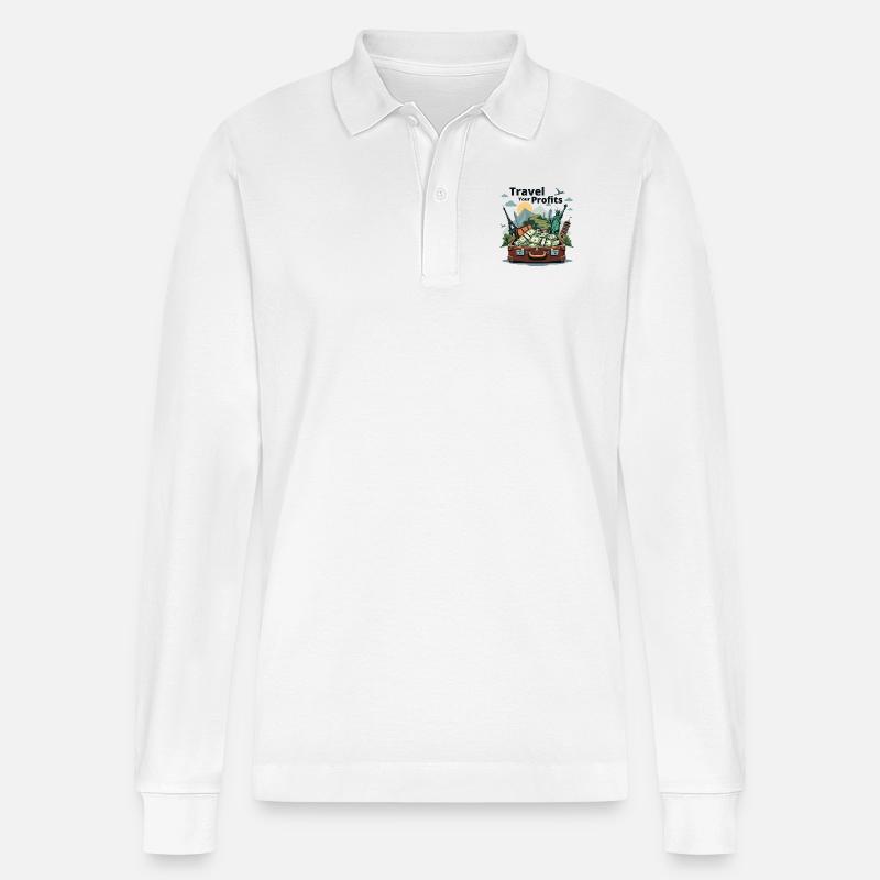 AUF REISE - Stanley/Stella Unisex Bio-Langarm-Poloshirt Prepster - Weiß
