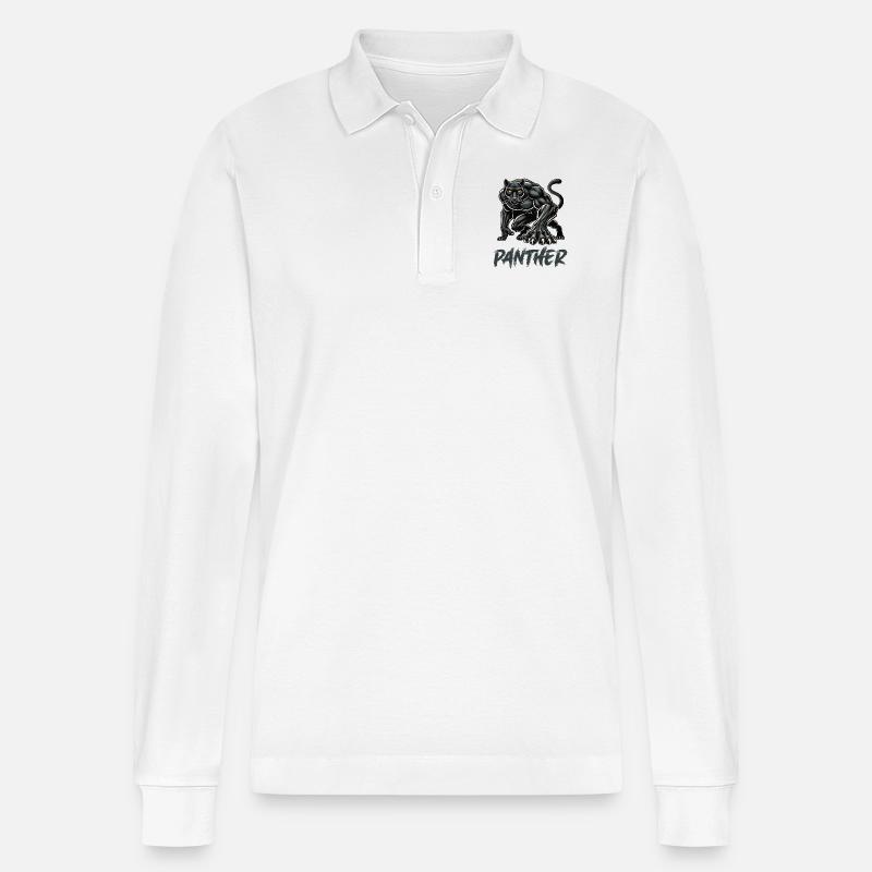 panther - Stanley/Stella Unisex Bio-Langarm-Poloshirt Prepster - Weiß