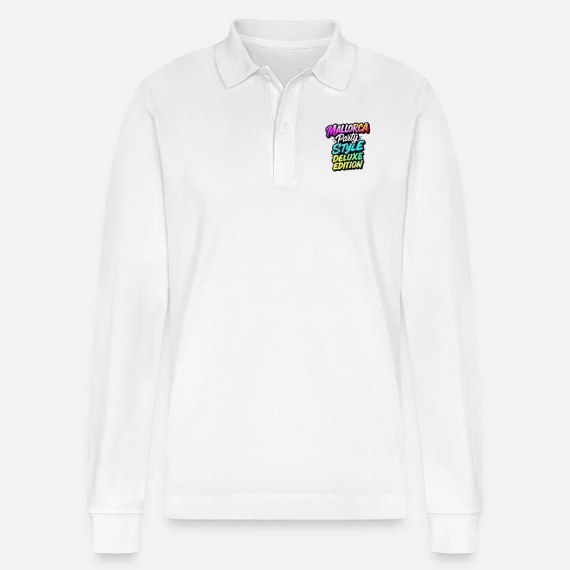 Mallorca Party Style - Stanley/Stella Unisex Bio-Langarm-Poloshirt Prepster - Weiß