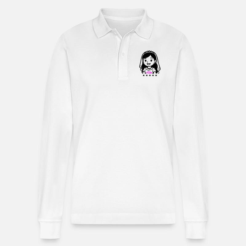 Braut Comic - Stanley/Stella Unisex Bio-Langarm-Poloshirt Prepster - Weiß