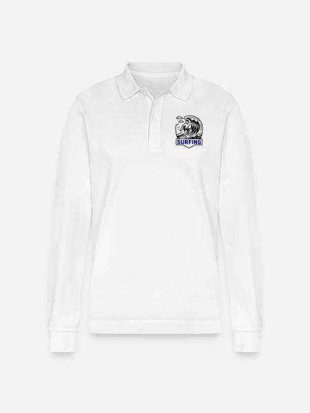 Surfing Symbol Surfer - Stanley/Stella Organic Unisex Long-Sleeved Polo Shirt Prepster - white