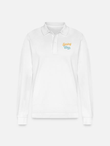 Spring Vibes - Stanley/Stella Organic Unisex Long-Sleeved Polo Shirt Prepster - white