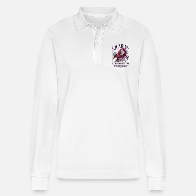 Betta Betta Poisson de combat - Polo à manches longues bio PREPSTER Stanley/Stella Unisexe - blanc