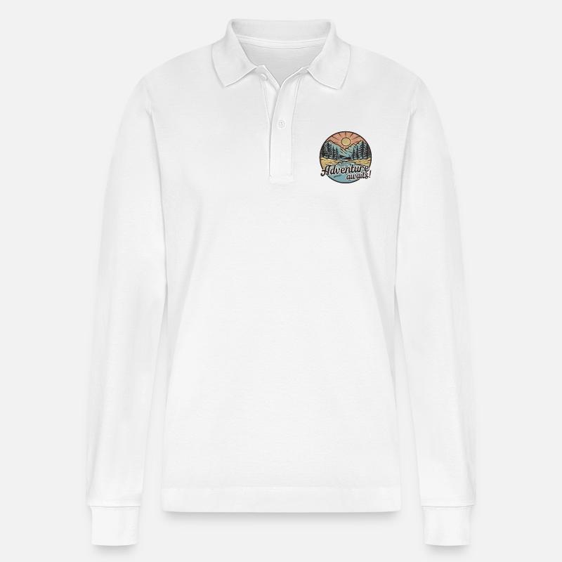 Das Abenteuer wartet - Stanley/Stella Unisex Bio-Langarm-Poloshirt Prepster - Weiß