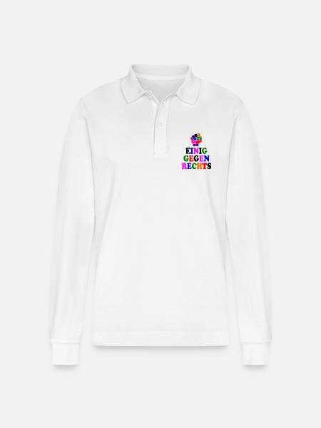 Einig gegen rechts - Stanley/Stella Unisex Bio-Langarm-Poloshirt Prepster - Weiß