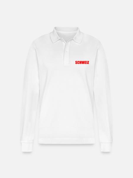 Schweiz - Stanley/Stella Unisex Bio-Langarm-Poloshirt Prepster - Weiß