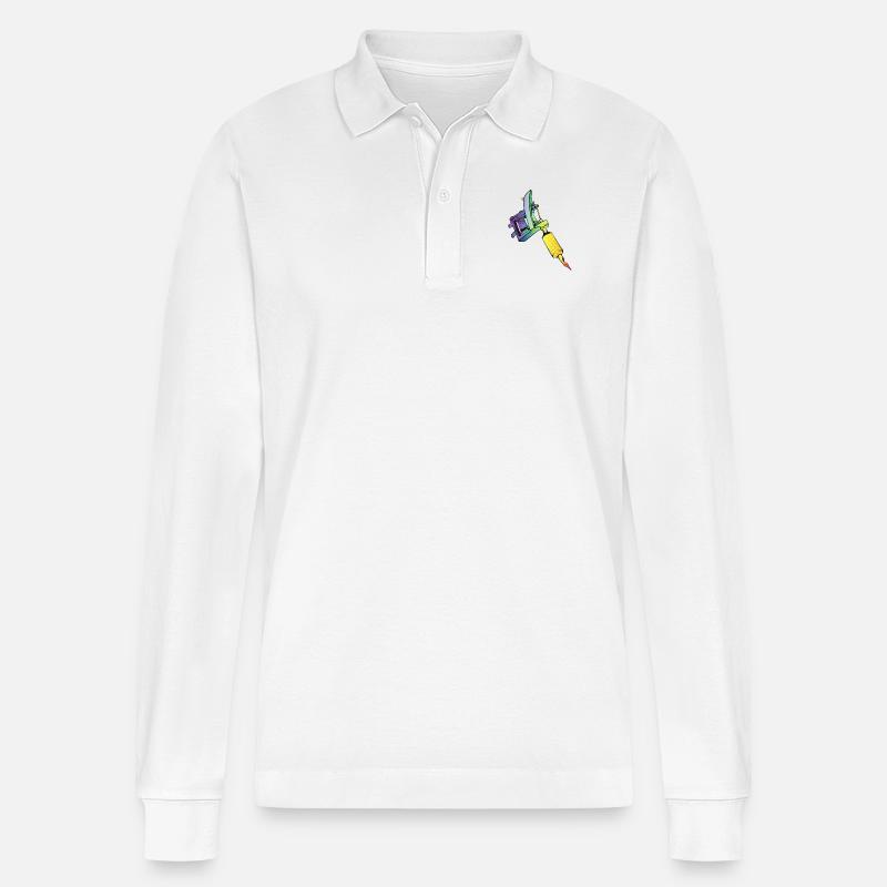 dermograph - Stanley/Stella Unisex Bio-Langarm-Poloshirt Prepster - Weiß