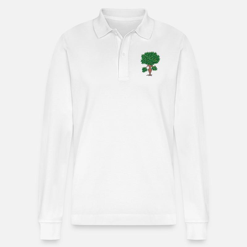 weiblicher Baum/female tree - Stanley/Stella Unisex Bio-Langarm-Poloshirt Prepster - Weiß