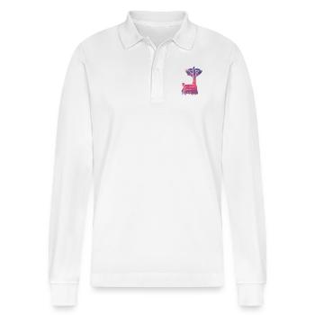 Dripping Paint Logo - Stanley/Stella Unisex Bio-Langarm-Poloshirt Prepster - Weiß - Vorne - Anna (173cm) & Nico (186cm)