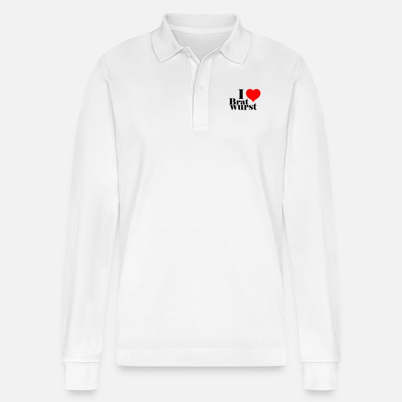 I love Bratwurst - Stanley/Stella Unisex Bio-Langarm-Poloshirt Prepster - Weiß