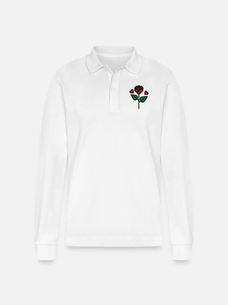 Valentine's Rose with heart - Stanley/Stella Organic Unisex Long-Sleeved Polo Shirt Prepster - white