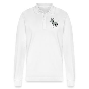 Ass - Stanley/Stella Organic Unisex Long-Sleeved Polo Shirt Prepster - white - Front - Anna (173cm) & Nico (186cm)