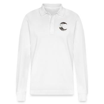Nature Moon - Stanley/Stella Organic Unisex Long-Sleeved Polo Shirt Prepster - white - Front - Anna (173cm) & Nico (186cm)