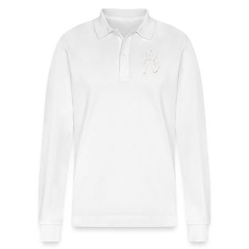 Hare - Stanley/Stella Organic Unisex Long-Sleeved Polo Shirt Prepster - white - Front - Anna (173cm) & Nico (186cm)