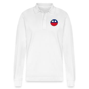 Countryball Country Home Liechtenstein - Stanley/Stella Organic Unisex Long-Sleeved Polo Shirt Prepster - white - Front - Anna (173cm) & Nico (186cm)