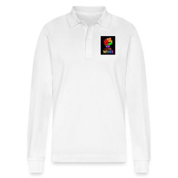 Love wins - Stanley/Stella Unisex Bio-Langarm-Poloshirt Prepster - Weiß - Vorne - Anna (173cm) & Nico (186cm)
