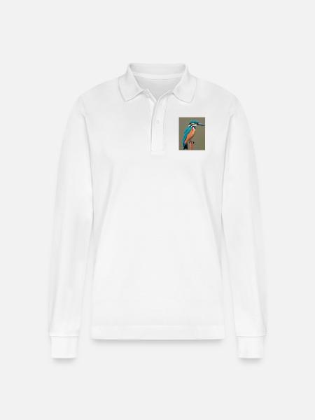 kingfisher on the branch - Stanley/Stella Organic Unisex Long-Sleeved Polo Shirt Prepster - white