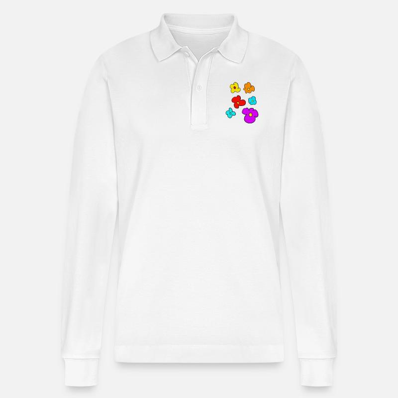 blumen - Stanley/Stella Unisex Bio-Langarm-Poloshirt Prepster - Weiß