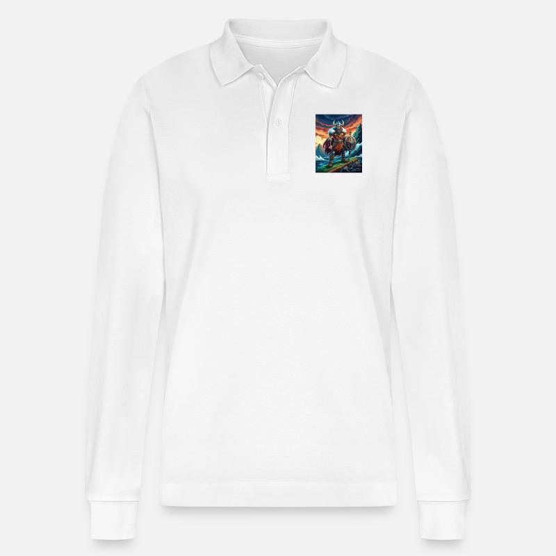Wikingerkrieger - Stanley/Stella Unisex Bio-Langarm-Poloshirt Prepster - Weiß