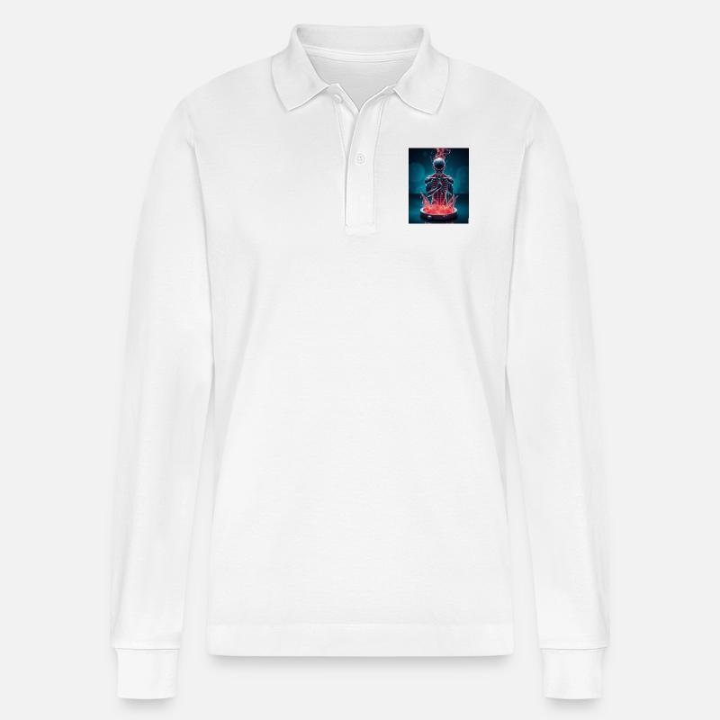 Devil - Stanley/Stella Unisex Bio-Langarm-Poloshirt Prepster - Weiß