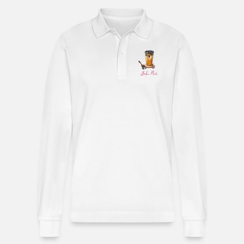 Bubble Tea // Illustration - Stanley/Stella Unisex Bio-Langarm-Poloshirt Prepster - Weiß