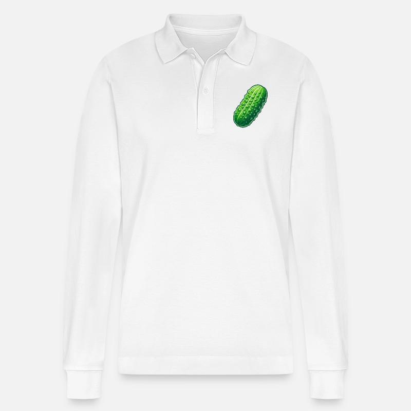 Große Gurke - Stanley/Stella Unisex Bio-Langarm-Poloshirt Prepster - Weiß