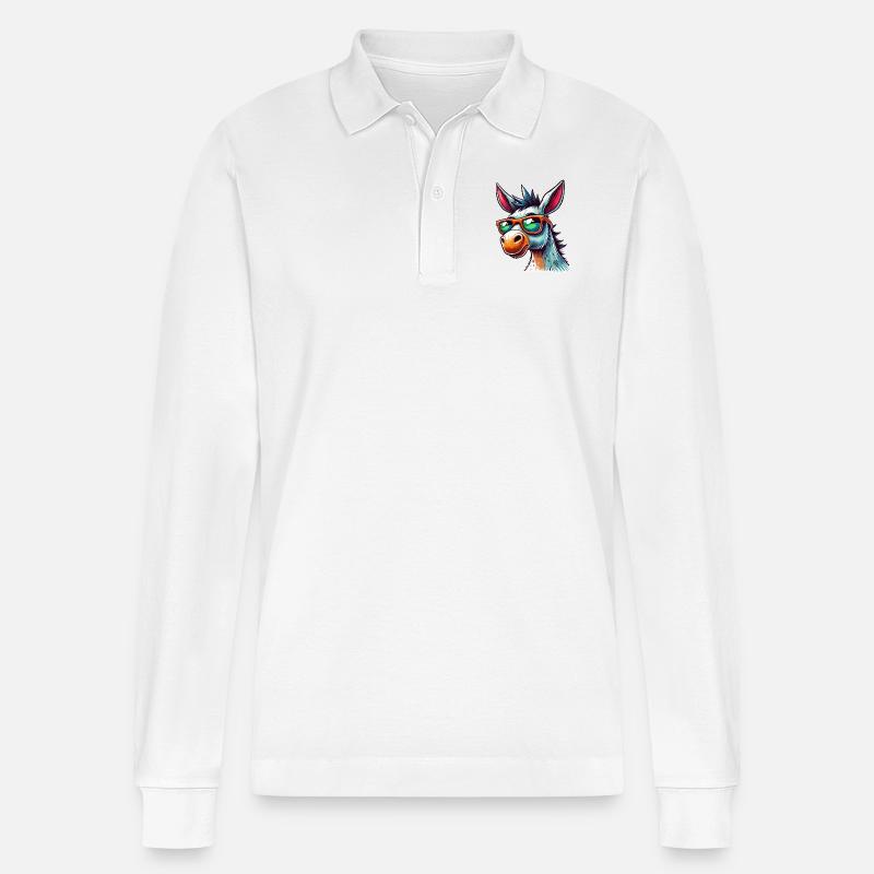 Esel Cool - Stanley/Stella Unisex Bio-Langarm-Poloshirt Prepster - Weiß