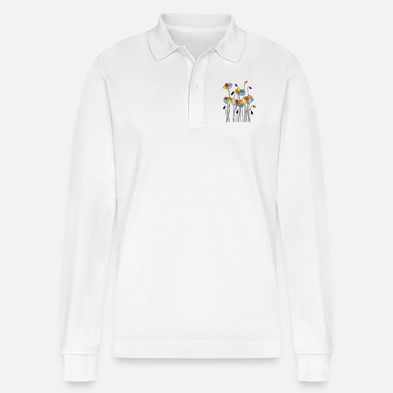 Fleur - Polo à manches longues bio PREPSTER Stanley/Stella Unisexe - blanc