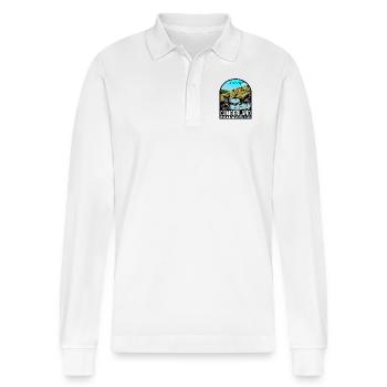 Autumn at Cumberland Falls - Kentucky Nature Desig - Stanley/Stella Organic Unisex Long-Sleeved Polo Shirt Prepster - white - Front - Anna (173cm) & Nico (186cm)
