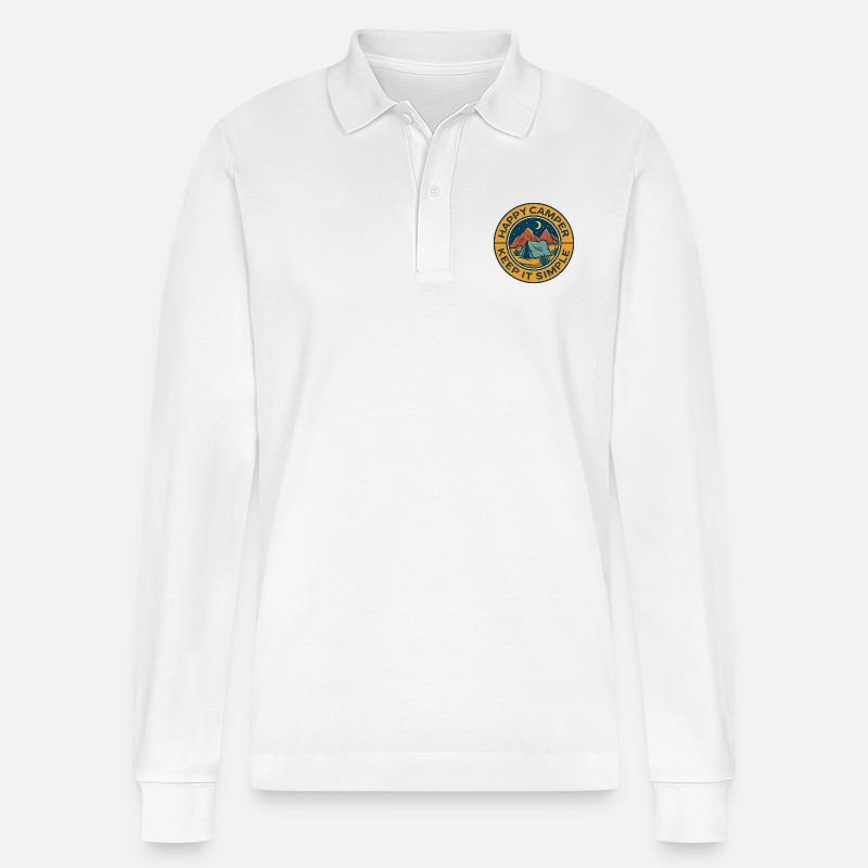 Camping Camper - Stanley/Stella Unisex Bio-Langarm-Poloshirt Prepster - Weiß