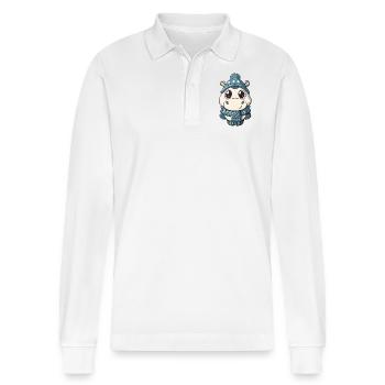 Niedliches Nilpferd mit Schal und Pudelmütze. - Stanley/Stella Unisex Bio-Langarm-Poloshirt Prepster - Weiß - Vorne - Anna (173cm) & Nico (186cm)