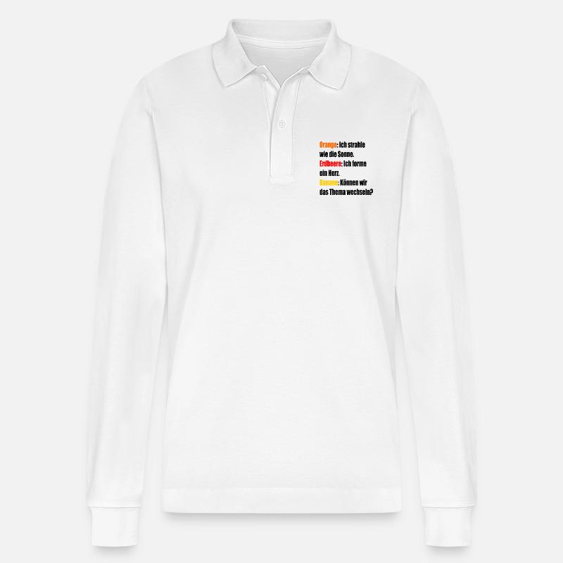 Orange Erdbeere Banane - Stanley/Stella Unisex Bio-Langarm-Poloshirt Prepster - Weiß